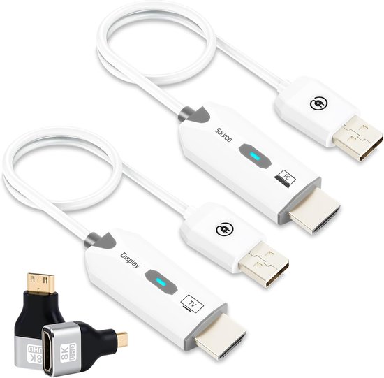 Draadloze HDMI Set - Video Audio Zender - Streamen naar TV - Ondersteunt 8 Zenders - 1080p Resolutie - Wit van Merkloos