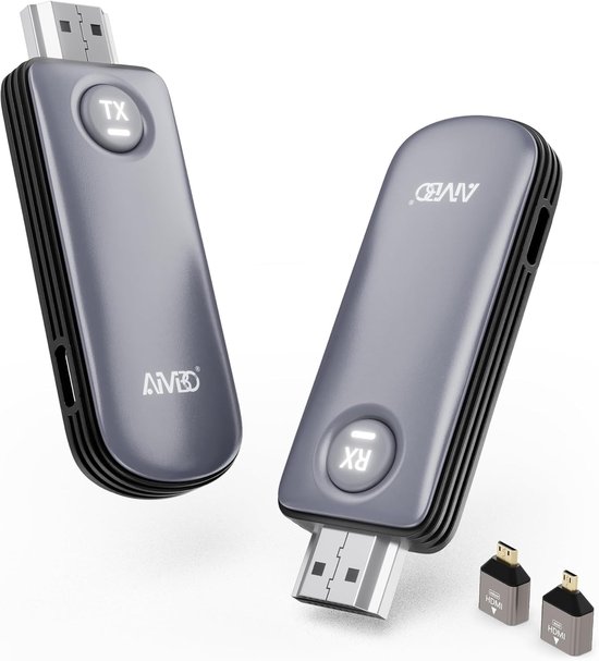 Draadloze HDMI Zender Ontvanger - Streamer Kit - Scherm Delen - 50 Meter Bereik - 4K Kwaliteit - Grijs