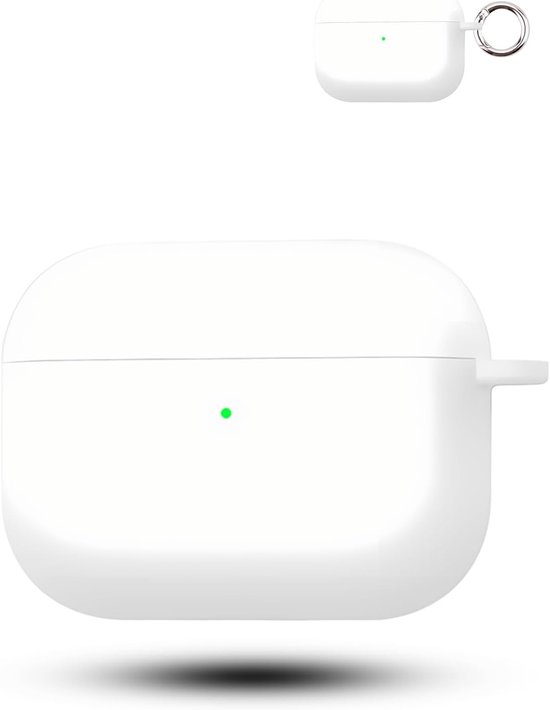 draadloze hoofdtelefoon voor AirPods/AirPods Pro, zachte siliconen beschermhoes, huidvriendelijk etui met karabijnhaak, volledige bescherming, wit