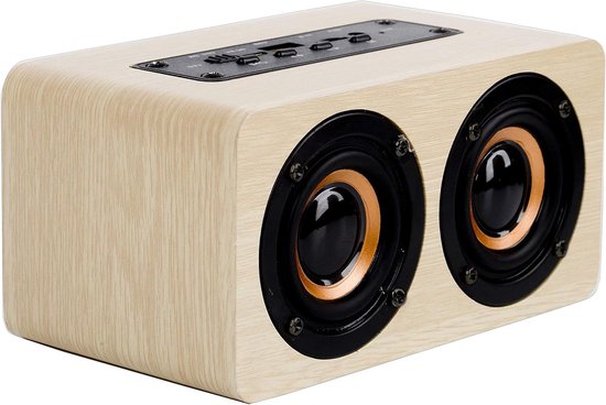 Draadloze Hout Luidspreker - MP3 Speler Bluetooth Speaker - Muziek Luisteren Thuis - Ingebouwde Microfoon - 18.2 Centimeter - Houtkleur