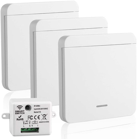 Draadloze Lichtschakelaar Set met RF433 Technologie, Batterijloos en Eenvoudig te Installeren