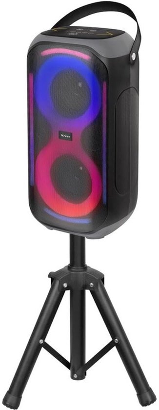 Draadloze luidspreker - Feestspeaker - Voor feestjes en karaoke - Inclusief microfoon en statief - 50 watt - Veelkleurig