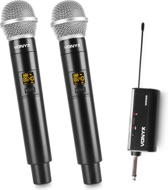 Draadloze microfoon - Geschikt voor JBL speakers - met plug-in ontvanger -Vonyx WM552- UHF draadloze microfoonset met 2 microfoons