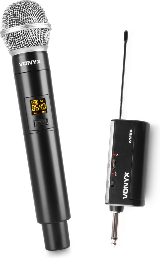 Draadloze microfoon - Geschikt voor JBL speakers - plug-in ontvanger -Vonyx WM55- UHF microfoon draadloos - universeel