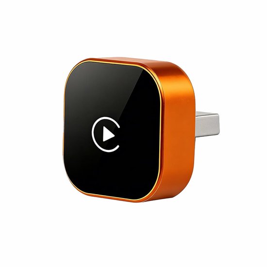 Draadloze Oranje CarPlay & Android Auto Dongle - Wireless Adapter voor Auto - USB