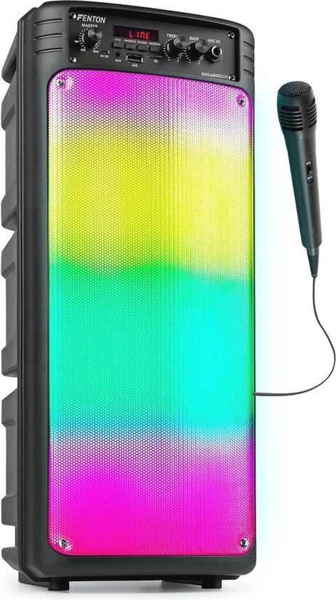 Draadloze Party Speaker met LED Verlichting en Microfoon - 100W van Fenton
