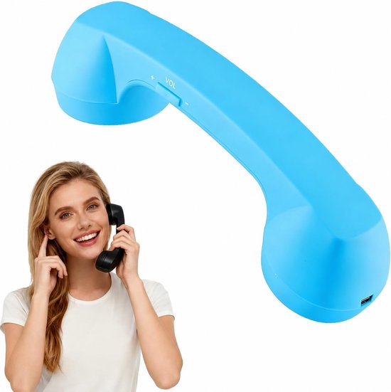 Draadloze Retro Telefoonhoorn - Bluetooth - USB Oplaadbaar - HD Luidspreker & Microfoon - Oproep- & Volumeregeling - Geschikt voor Smartphones, Tablets & Computers met Bluetooth - Blauw