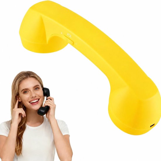 Draadloze Retro Telefoonhoorn - Bluetooth - USB Oplaadbaar - HD Luidspreker & Microfoon - Oproep- & Volumeregeling - Geschikt voor Smartphones, Tablets & Computers met Bluetooth - Geel