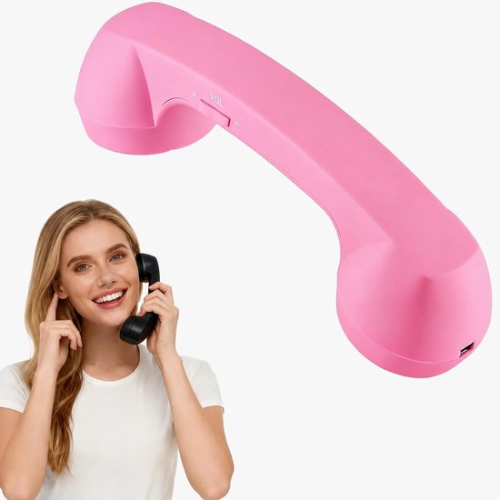 Draadloze Retro Telefoonhoorn - Bluetooth - USB Oplaadbaar - HD Luidspreker & Microfoon - Oproep- & Volumeregeling - Geschikt voor Smartphones, Tablets & Computers met Bluetooth - Roze