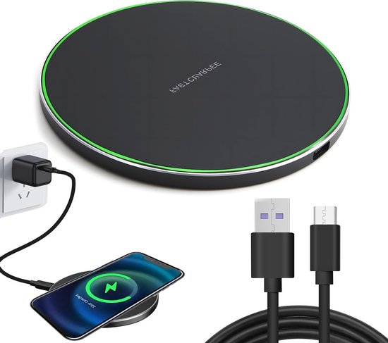 Draadloze Snellader 20W voor iPhone 16/15/14/13/12/11/SE/X en Samsung S23/S22/S21, Qi-compatibel, Slank en Draagbaar Ontwerp voor Snelladen Zonder Kabel
