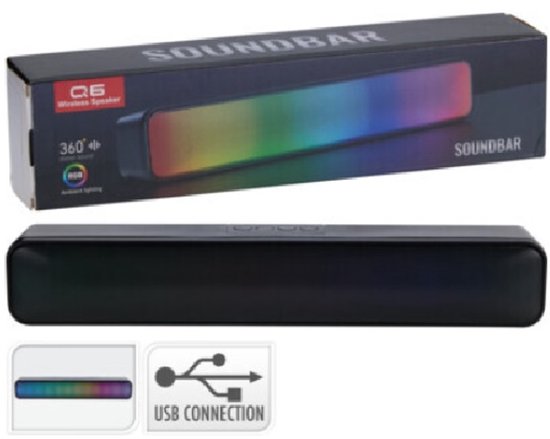 Draadloze soundbar 5W x 2 met 7 lichtmodi waarvan 5 met muziek - Bluetooth