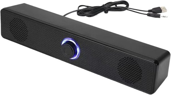Draadloze Soundbar - Compacte Luidspreker - Versterkt Geluid - Diepe Basweergave - 29.6x5.5x6cm - Zwart van Merkloos