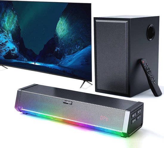 Draadloze Soundbar en Subwoofer voor Thuisbioscoop - Bluetooth, Optisch, AUX, Coaxiaal van Merkloos