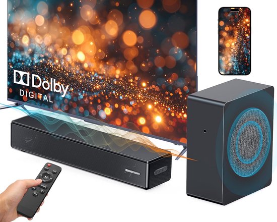 Draadloze Soundbar met Subwoofer en Dolby Digital voor Televisie
