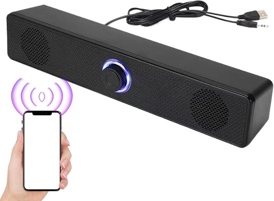 Draadloze Soundbar - TV Audio Systeem - Verhoogd Volume - Automatische Volume Boost - 29.6 cm Lengte - Zwart