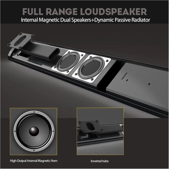 Draadloze Soundbar - Tv speaker Bluetooth speaker - Thuisentertainment - Multifunctionele ingangen - 10 meter bereik - Zwart