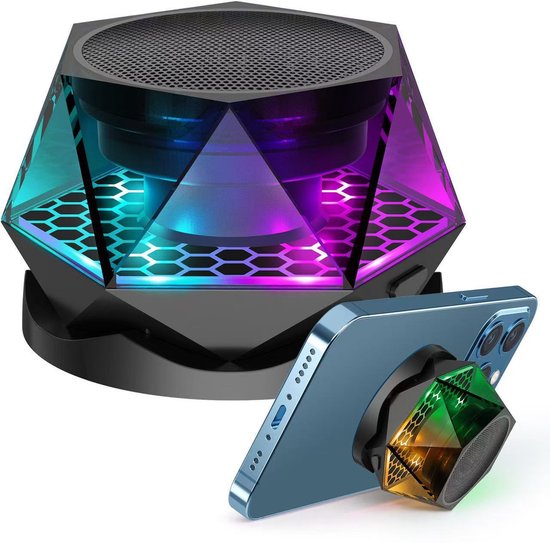 Draadloze zuignap Bluetooth-speaker - Huishoudelijk, bureau, outdoor en autogebruik met kleurrijke lichteffecten - Draagbare telefoonhouder van Merkloos