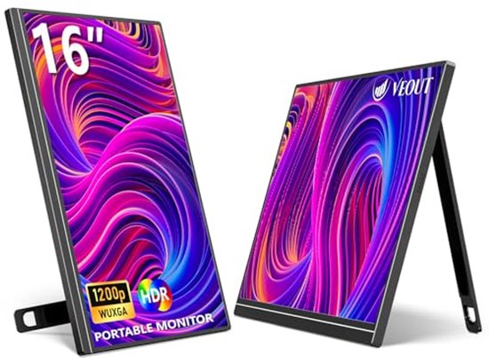 Draagbare 16 inch monitor met 1920 x 1200p IPS scherm voor laptop, USB-C en HDMI