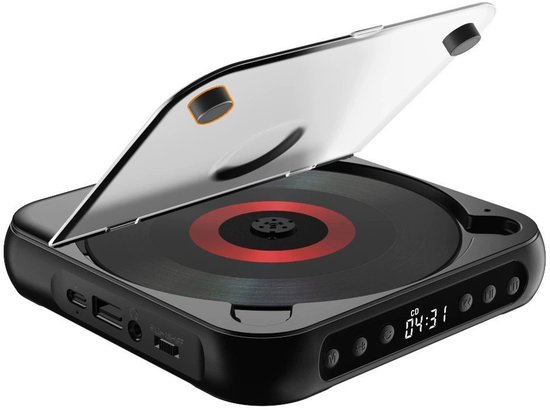 Draagbare Bluetooth cd-speler, cd-speler met stofkap, Inclusief hoofdtelefoon - 6 modi - AB-herhaaltimer - Afstandsbediening - Externe afspeelfunctie