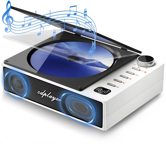 Draagbare Bluetooth CD-speler met luidspreker - Anti-skip Discman oplaadbaar - MP3 CD-speler met afstandsbediening en koptelefoon - Ideaal voor kinderen, senioren en luisterboeken - Compact voor reizen - Wit