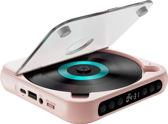 Draagbare Bluetooth-cd-speler met USB-C-snelladen - Ultradun en compact - Ondersteunt MP3/WMA-formaten - Geschikt voor zowel reizen als thuisgebruik - Roze