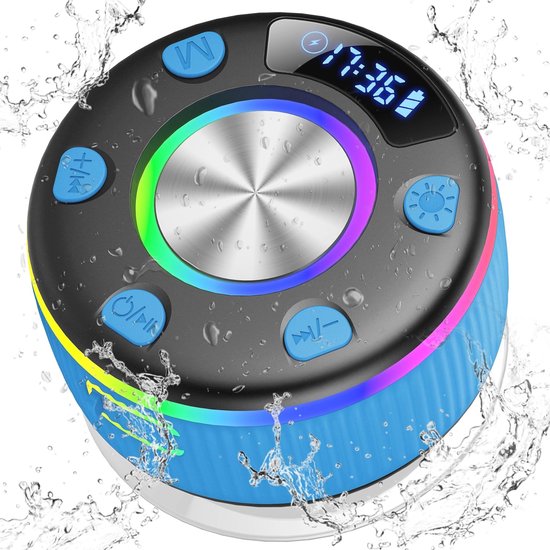 Draagbare Bluetooth Luidspreker met IPX7 Waterbescherming en LED verlichting voor Douche - Muziekbox van Merkloos