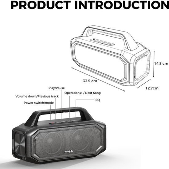 Draagbare Bluetooth Speaker 80 W - Waterdicht IPX6 - Stereo Geluid - Draadloze Buitenluidspreker - Basboost - Omgekeerd Opladen