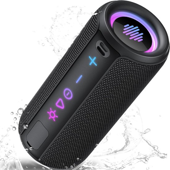 Draagbare Bluetooth Speaker - Muziekbox met Licht - Muziek Luisteren Buiten - Waterdicht Ontwerp - 20 Meter Bereik - Zwart