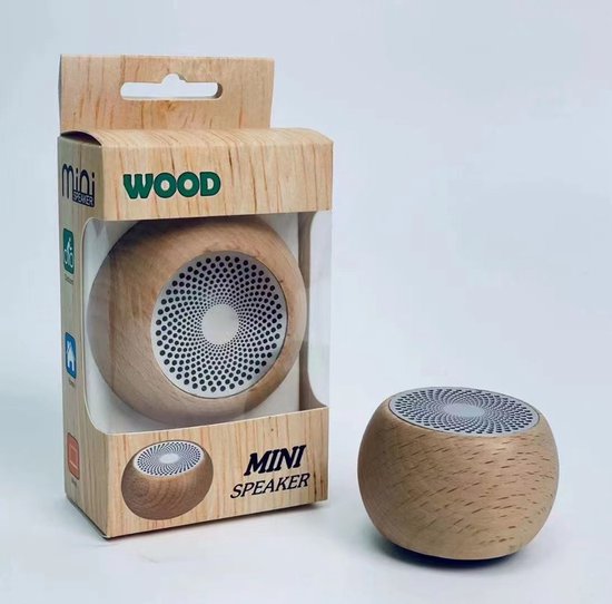 Draagbare Bluetooth-speaker – Retro houten design – 3W – Mini draadloze speaker – Ideaal voor op reis en buiten – 300 mAh – Bluetooth 5.0 – Opladen via USB – 5 cm