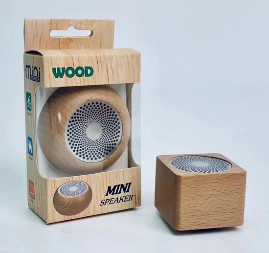 Draagbare Bluetooth-speaker – Retro houten design – 3W – Mini draadloze speaker – Ideaal voor op reis en buiten – 300 mAh – Bluetooth 5.0 – Opladen via USB – 5cm