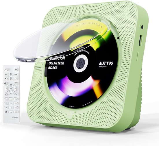 Draagbare CD-Speler -Bluetooth met Dubbele Luidsprekers- HiFi-speaker radio-Oplaadbare CD-Speler met USB-C-Groen van Merkloos