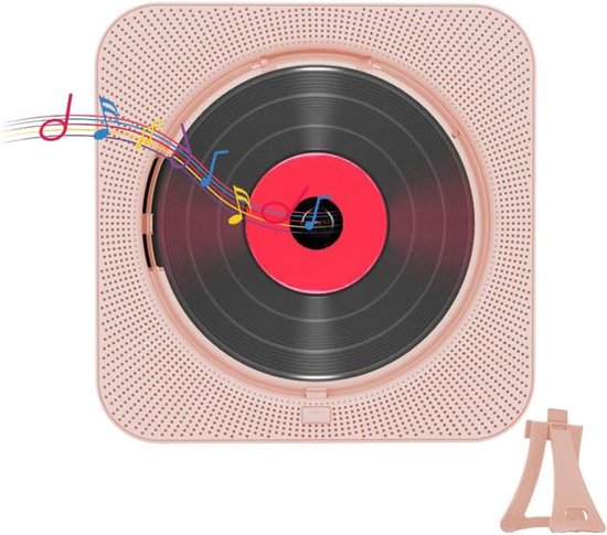 Draagbare cd-speler voor op het bureau, met afneembare stofkap, ondersteunt afspelen vanaf TF-kaarten en USB-flashdrives, ingebouwde hifi-luidspreker, voor muziek en uitzendingen, roze.
