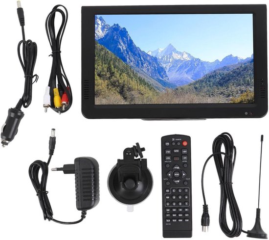 Draagbare Digitale TV - Televisie Monitor - Buiten Kijken - Ingebouwde Batterij - 10 Inch Scherm - Zwart