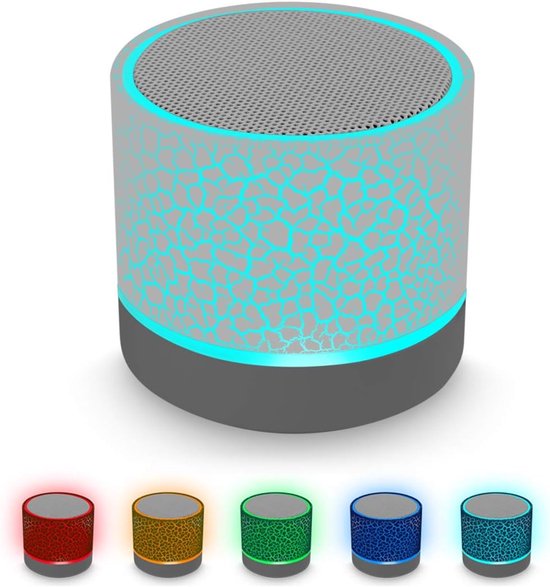 Draagbare draadloze mini Bluetooth-luidspreker, Super Bass stereo oplaadbare luidspreker met LED-verlichting - Wit van Merkloos