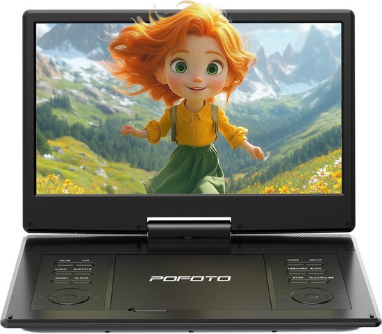 Draagbare DVD-speler 15,7 inch met 14,1 inch HD-scherm, 6 uur batterijduur, multiformaat ondersteuning en schokbestendig ontwerp