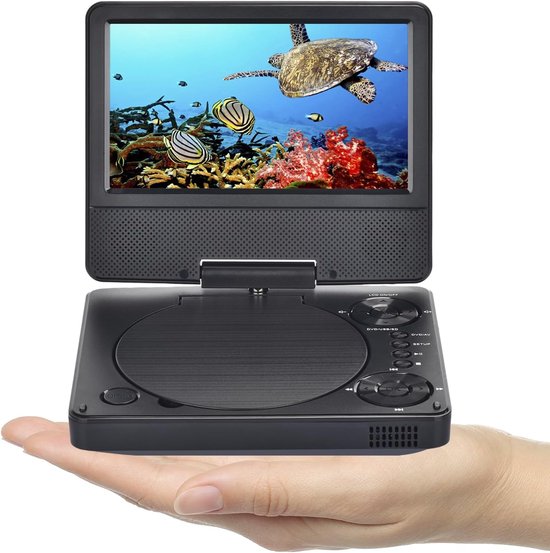 Draagbare DVD-speler 9,5 Inch – 7,5 Inch HD Scherm – Mini DVD-speler voor Auto en Kinderen – Met Accu – Regiovrij – USB/SD/Hoofdtelefoon