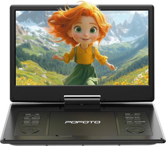 Draagbare DVD Speler Auto - 15,7 inch - Draagbare DVD Speler - USB - 14 Inch Draaibaar HD Scherm - Voor SD-kaart/USB/Sync TV - DUBBELE LUIDSPREKERS - 4000mAh BATTERIJ - Zwart - PD14
