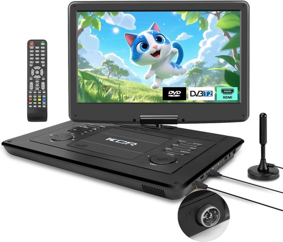 Draagbare DVD Speler - Auto DVD Speler - Onderweg Entertainment - Ingebouwde TV Tuner - 15.6 Inch Scherm - Zwart