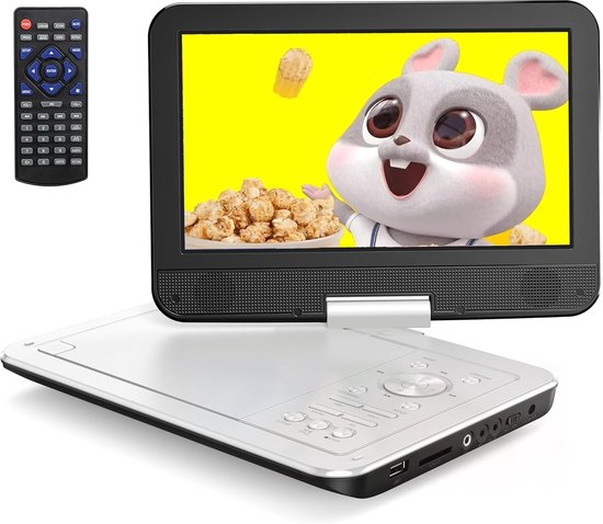 Draagbare dvd-speler - Auto dvd-speler - Reizen en entertainment - Inclusief autohouder - 105 inch scherm - Wit