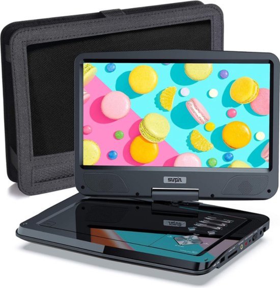 Draagbare DVD Speler - Auto - Met Scherm - Voor Onderweg - 10,5 Inch Draaibaar Scherm - Inclusief Hoofdsteun Houder - USB Aansluiting - Zwart van Thuys