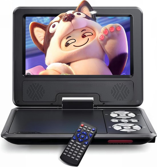 Draagbare DVD-speler - Autoscherm - Reizen met kinderen - 6 uur accuduur - 95 inch - Zwart