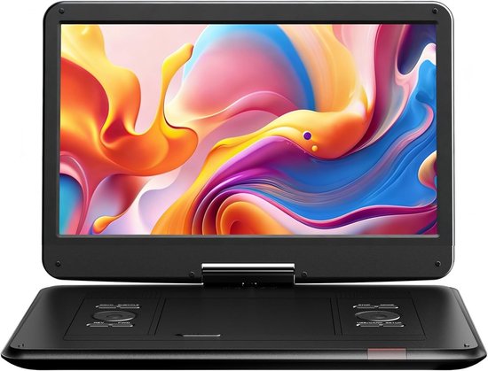 Draagbare DVD-speler - Films kijken - Onderweg entertainment - Groot draaibaar scherm - 175 inch - Zwart