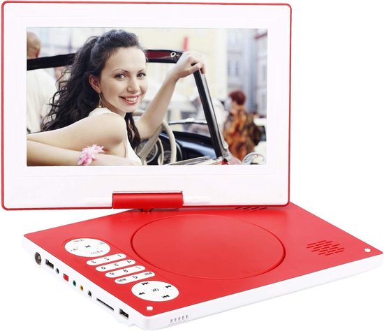 Draagbare DVD Speler - Films Kijken - Onderweg Vermaak - Regio Vrij Afspelen - 12.5 Inch Scherm - Rood
