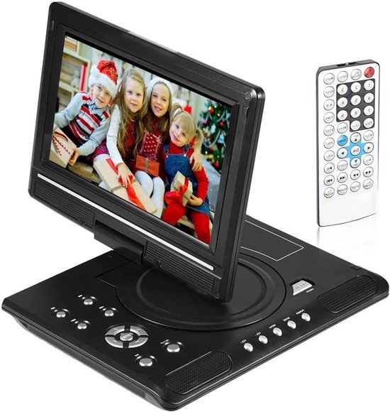 Draagbare DVD-speler - HD Videospeler - Reizen en Entertainment - Groot 9-inch Draaibaar Scherm - 9 Inch - Zwart