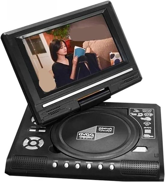 Draagbare DVD-speler - Mini CD-speler - Reis Entertainment - 7.8 inch LCD scherm - Compact formaat - Zwart