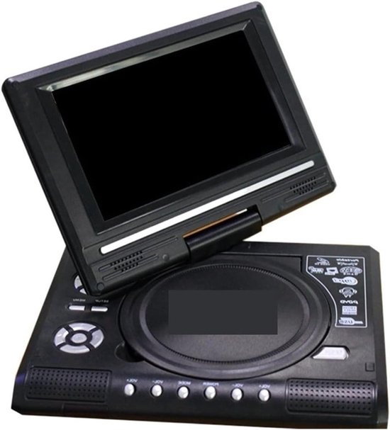 Draagbare DVD-speler - Mini CD-speler - Reizen en Thuis - Oplaadbare Batterij - 7.8 Inch Scherm - Zwart