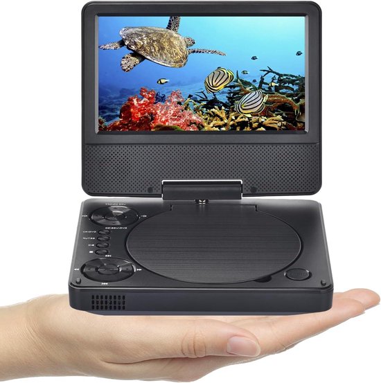 Draagbare dvd-speler - Mini speler - Reis entertainment - Draaibaar HD scherm - 95 inch - Zwart