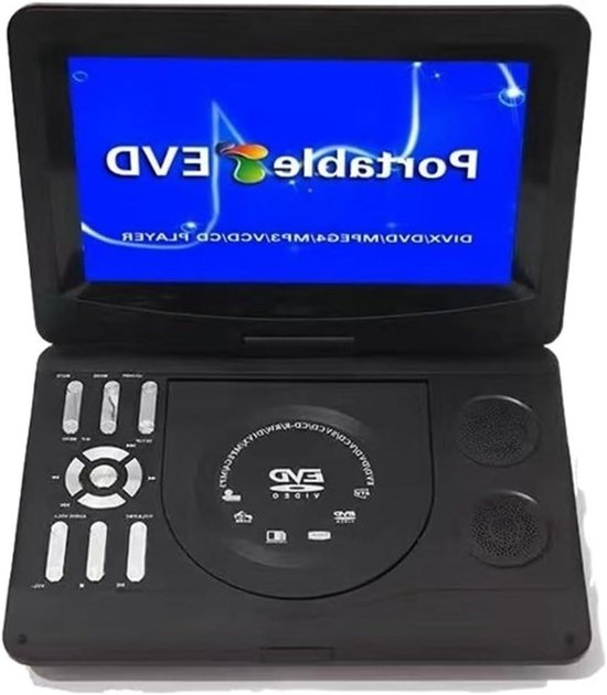 Draagbare DVD-speler - Mobiele EVD - Films Kijken - Ingebouwde TV-ontvangst - 101 inch Scherm - Zwart