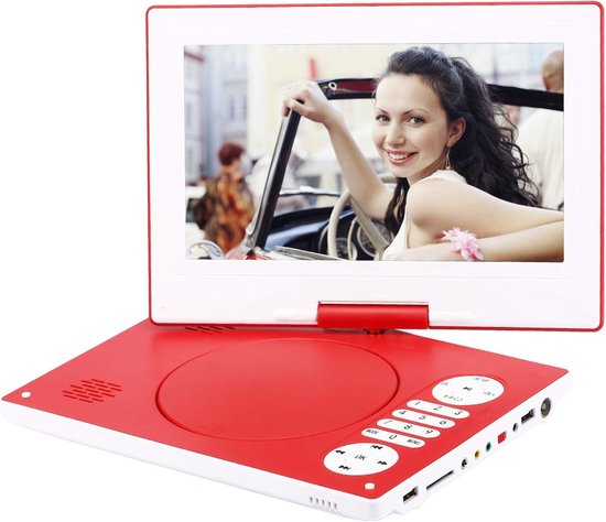 Draagbare dvd-speler - Regiovrije speler - Films kijken - 270° draaibaar scherm - 125 inch scherm - Rood