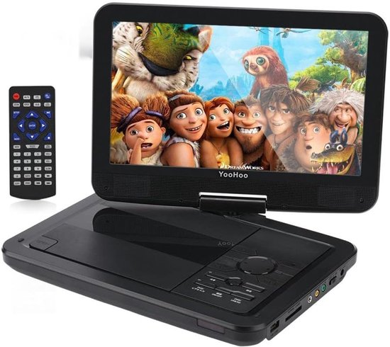 Draagbare dvd-speler - Scherm speler - Reizen met kinderen - 270 graden draaibaar scherm - 125 inch - Zwart